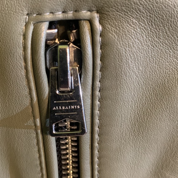 AllSaints Belted Crop Leather Moto Jacket - Picture 9 of 14